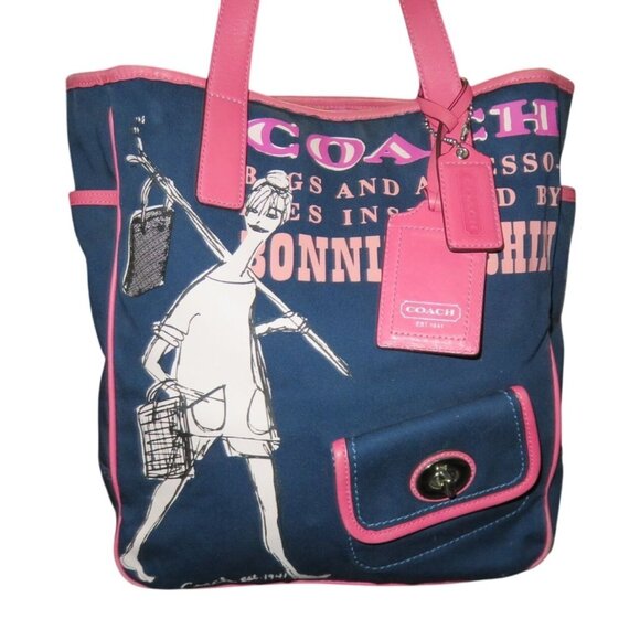 Coach 2008 Limited Edition Bonnie Cashin Navy Canvas Tote - Picture 1 of 11